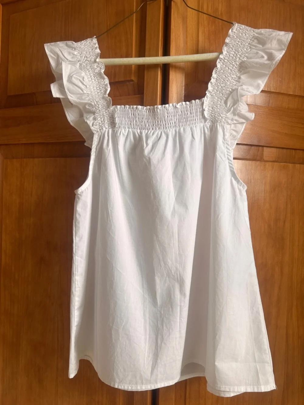 THML White Smocked Square Neck Ruffle Strap Blouse XS NWT - Picture 5 of 5